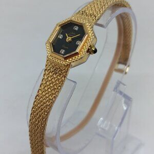 VINTAGE Jules Jurgensen 4719 Women's 17mm x 18mm Gold Tone Diamond Dial Watch